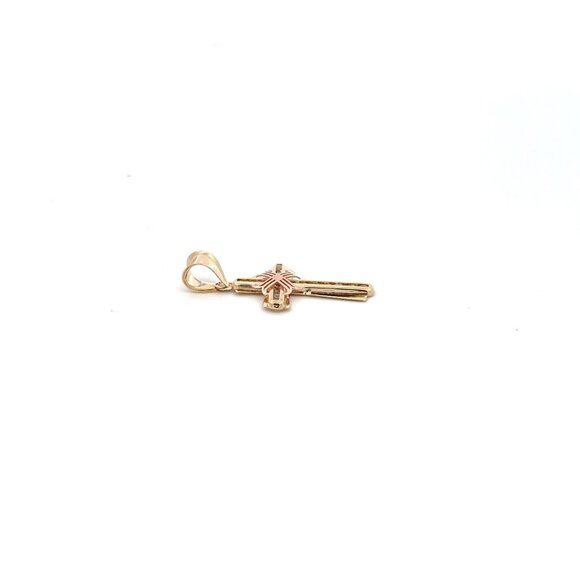 14k Gold Pendant Cross Religious Two Tone Cubic Zirconia - Picture 5 of 7